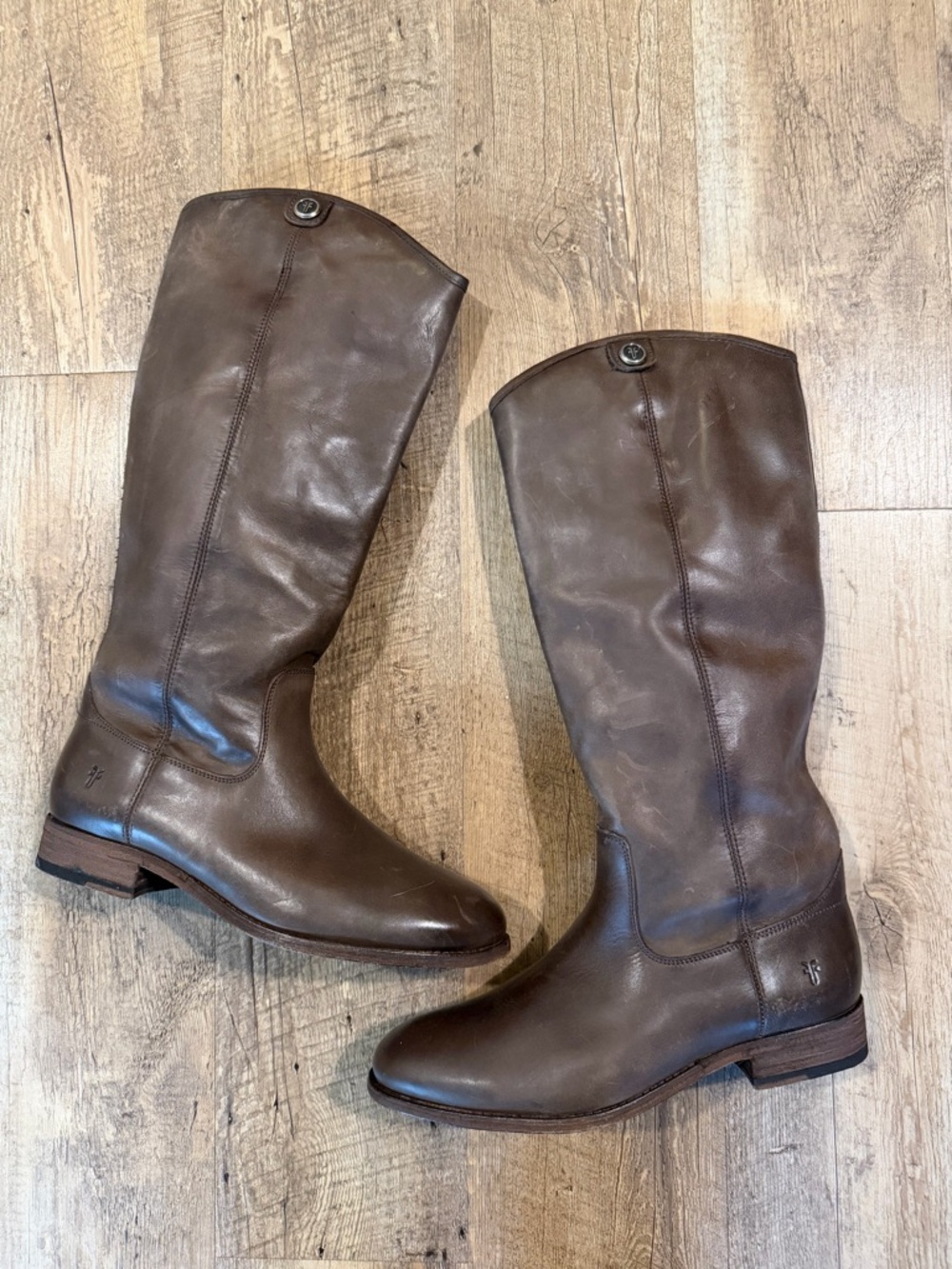 Frye Melissa Button 2 Tall Leather Riding Boot Grey 8.5 - Picture 2 of 13